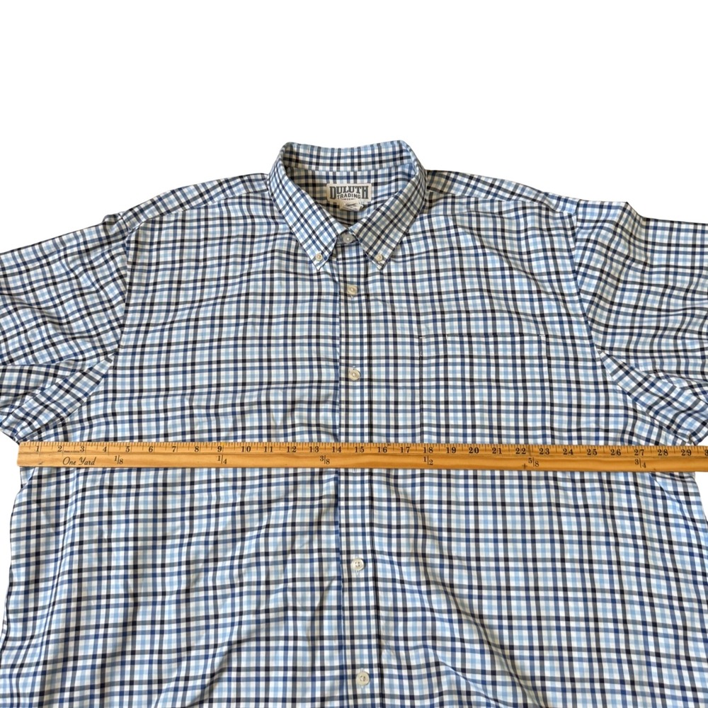 Duluth Trading Co Mens 3XL Blue Plaid Short Sleeve Button Down Cotton Shirt - Picture 6 of 7